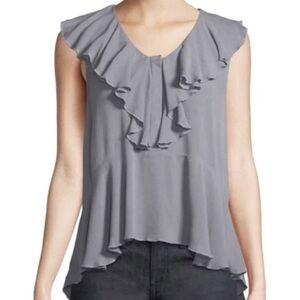 Ella Moss Ruffle Collared Asymmetric Tank Top